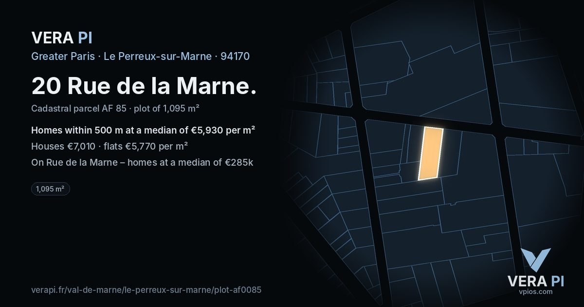 20 Rue de la Marne, Le Perreux-sur-Marne at night – the plot lit, the parcels around coloured by the prices near them
