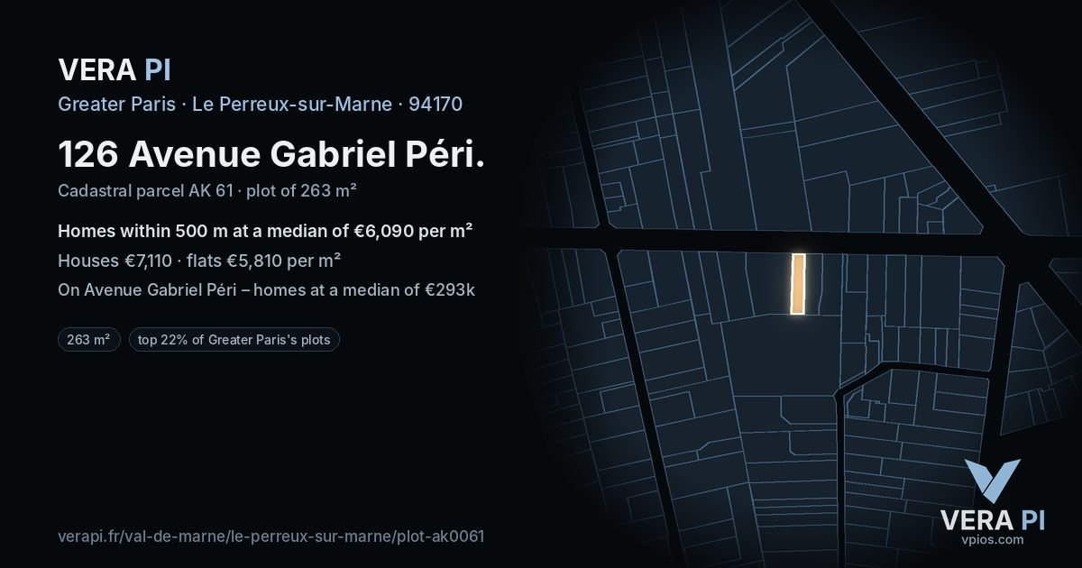 126 Avenue Gabriel Péri, Le Perreux-sur-Marne at night – the plot lit, the parcels around coloured by the prices near them