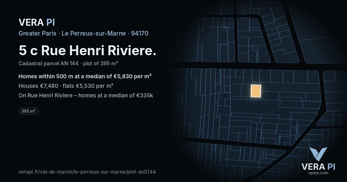 5 c Rue Henri Riviere, Le Perreux-sur-Marne at night – the plot lit, the parcels around coloured by the prices near them