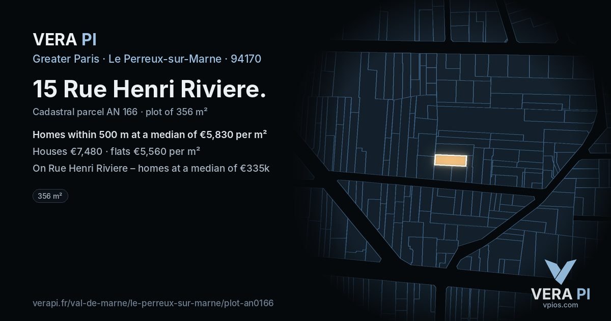 15 Rue Henri Riviere, Le Perreux-sur-Marne at night – the plot lit, the parcels around coloured by the prices near them
