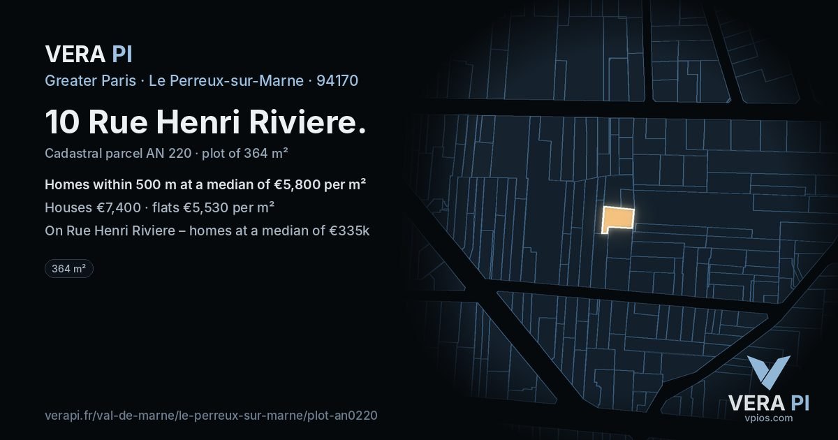 10 Rue Henri Riviere, Le Perreux-sur-Marne at night – the plot lit, the parcels around coloured by the prices near them