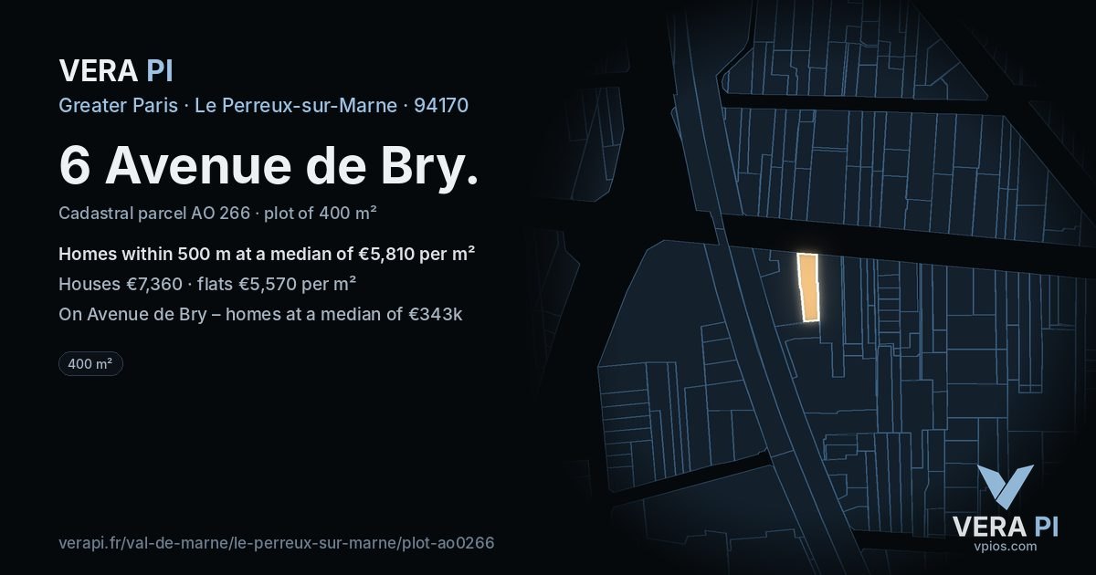 6 Avenue de Bry, Le Perreux-sur-Marne at night – the plot lit, the parcels around coloured by the prices near them