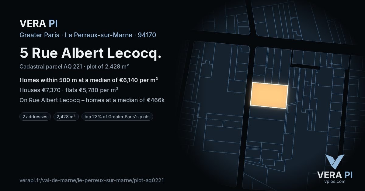 5 Rue Albert Lecocq, Le Perreux-sur-Marne at night – the plot lit, the parcels around coloured by the prices near them