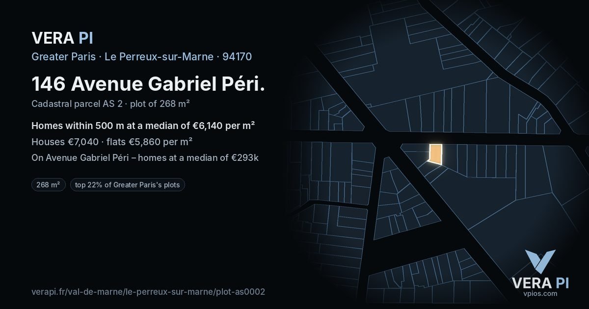 146 Avenue Gabriel Péri, Le Perreux-sur-Marne at night – the plot lit, the parcels around coloured by the prices near them