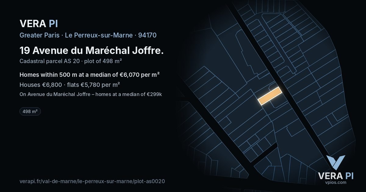 19 Avenue du Maréchal Joffre, Le Perreux-sur-Marne at night – the plot lit, the parcels around coloured by the prices near them