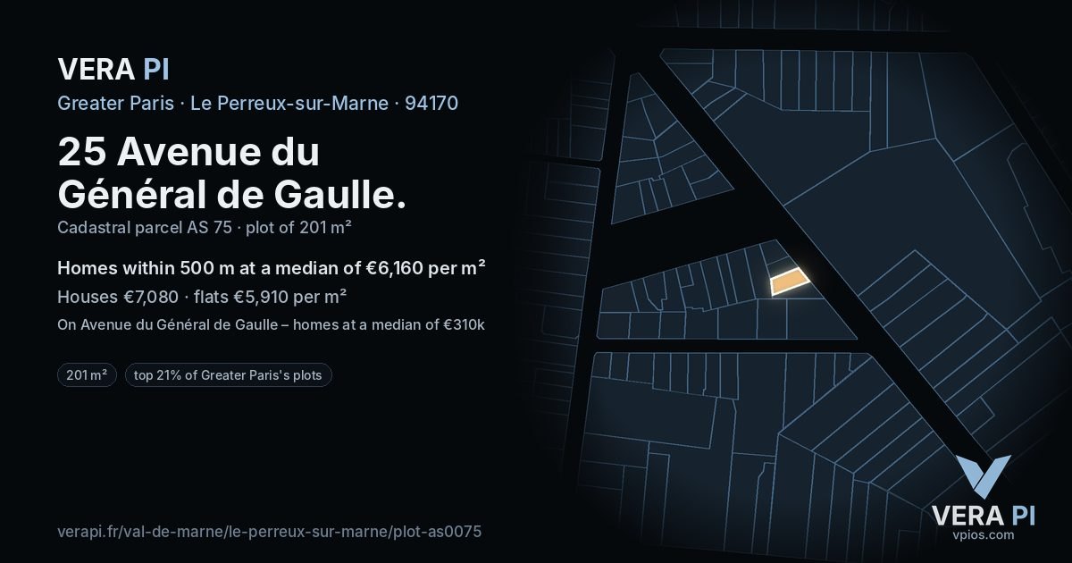 25 Avenue du Général de Gaulle, Le Perreux-sur-Marne at night – the plot lit, the parcels around coloured by the prices near them