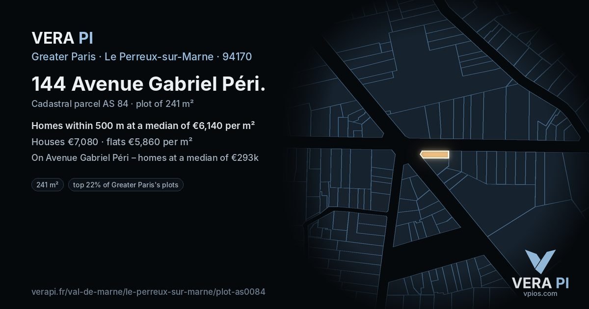 144 Avenue Gabriel Péri, Le Perreux-sur-Marne at night – the plot lit, the parcels around coloured by the prices near them