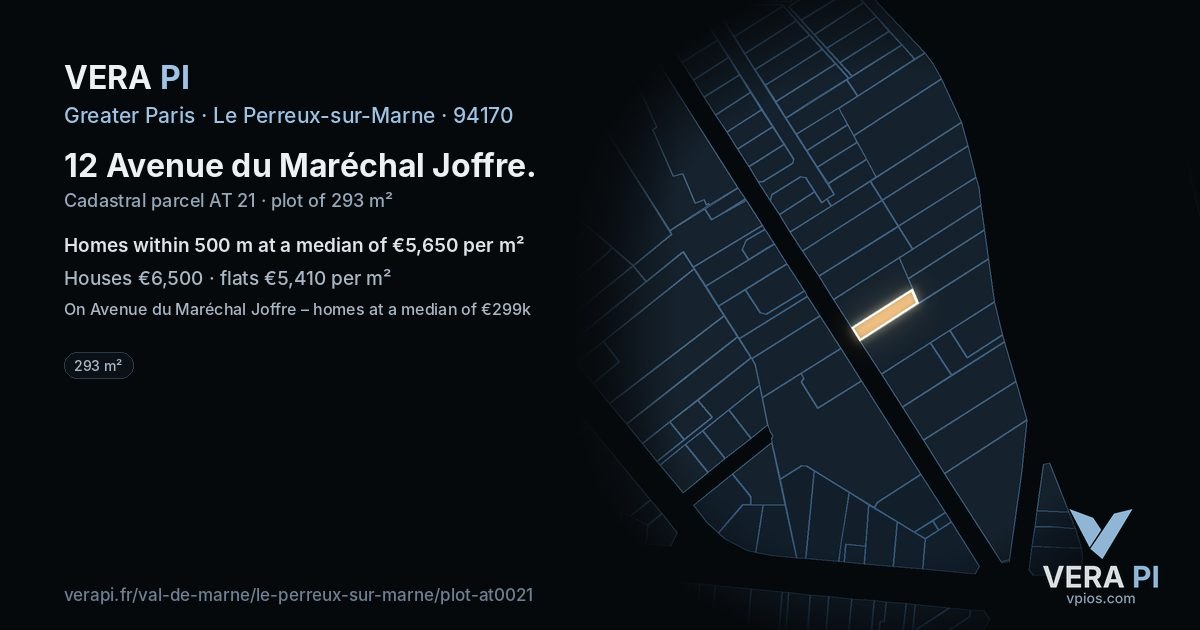 12 Avenue du Maréchal Joffre, Le Perreux-sur-Marne at night – the plot lit, the parcels around coloured by the prices near them