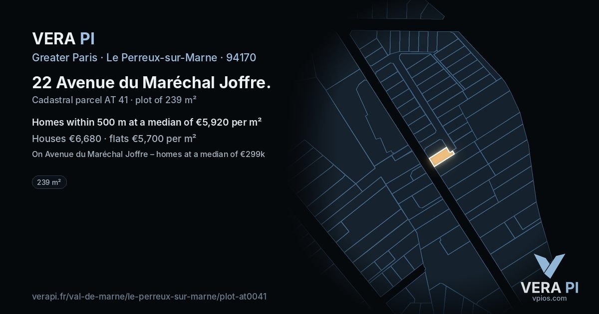 22 Avenue du Maréchal Joffre, Le Perreux-sur-Marne at night – the plot lit, the parcels around coloured by the prices near them