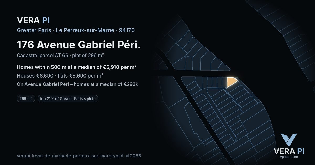 176 Avenue Gabriel Péri, Le Perreux-sur-Marne at night – the plot lit, the parcels around coloured by the prices near them