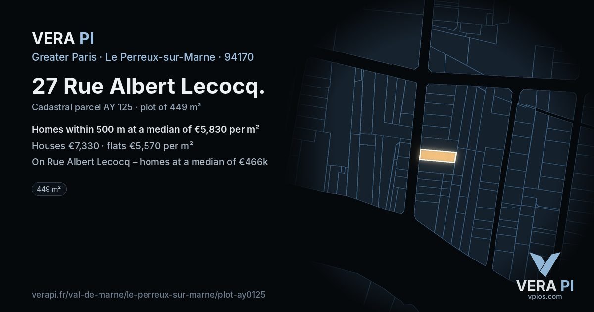 27 Rue Albert Lecocq, Le Perreux-sur-Marne at night – the plot lit, the parcels around coloured by the prices near them