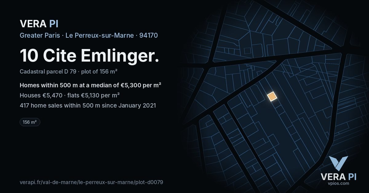 10 Cite Emlinger, Le Perreux-sur-Marne at night – the plot lit, the parcels around coloured by the prices near them