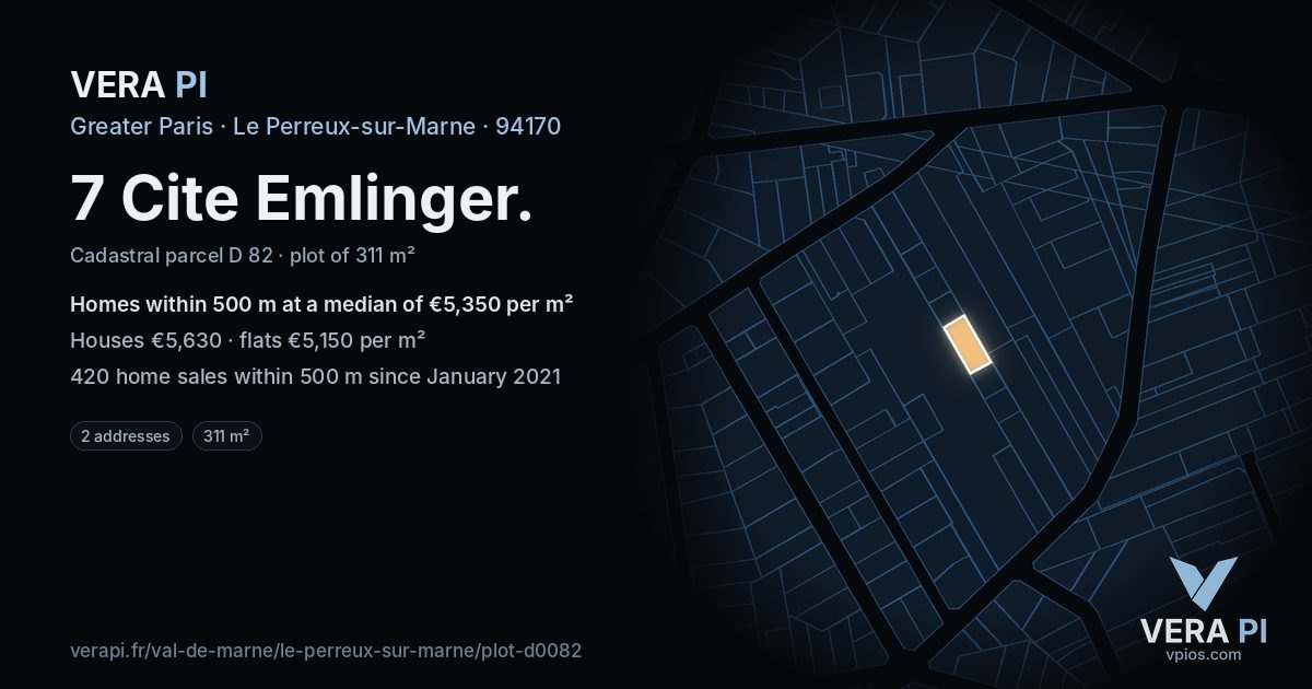 7 Cite Emlinger, Le Perreux-sur-Marne at night – the plot lit, the parcels around coloured by the prices near them