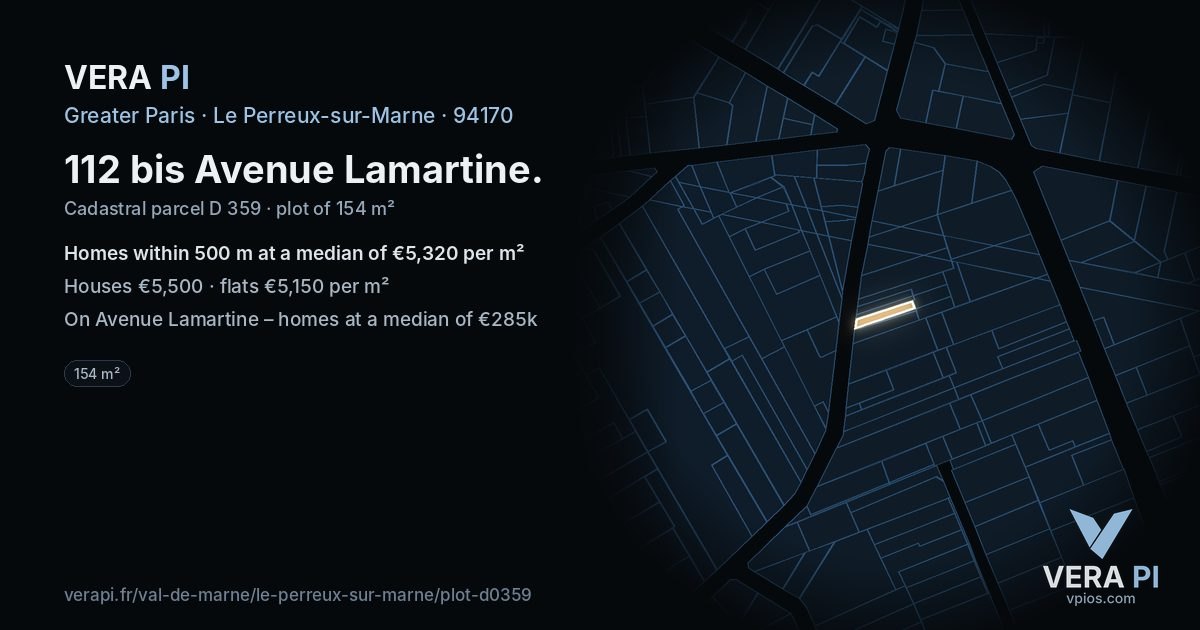 112 bis Avenue Lamartine, Le Perreux-sur-Marne at night – the plot lit, the parcels around coloured by the prices near them