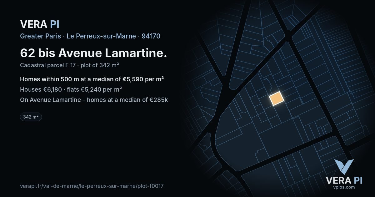 62 bis Avenue Lamartine, Le Perreux-sur-Marne at night – the plot lit, the parcels around coloured by the prices near them