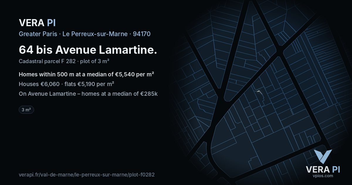 64 bis Avenue Lamartine, Le Perreux-sur-Marne at night – the plot lit, the parcels around coloured by the prices near them