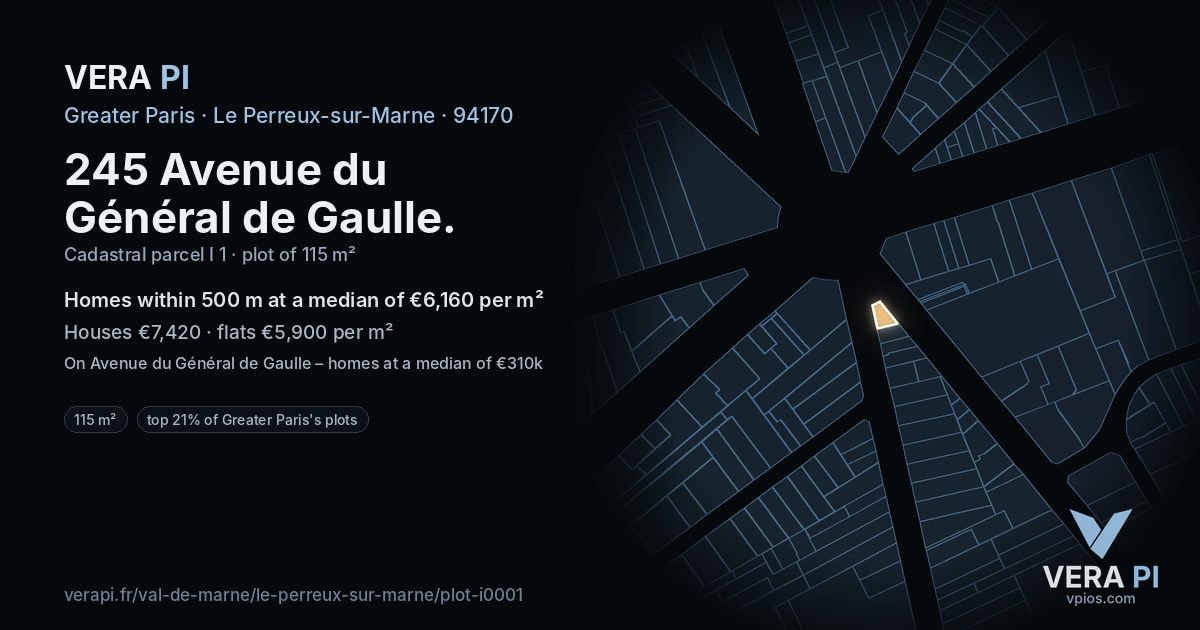 245 Avenue du Général de Gaulle, Le Perreux-sur-Marne at night – the plot lit, the parcels around coloured by the prices near them