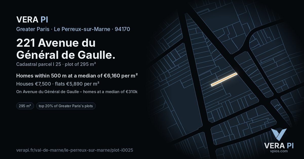 221 Avenue du Général de Gaulle, Le Perreux-sur-Marne at night – the plot lit, the parcels around coloured by the prices near them