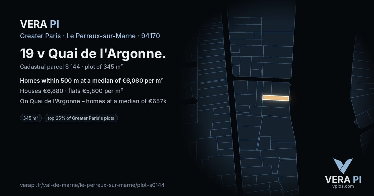 19 v Quai de l'Argonne, Le Perreux-sur-Marne at night – the plot lit, the parcels around coloured by the prices near them