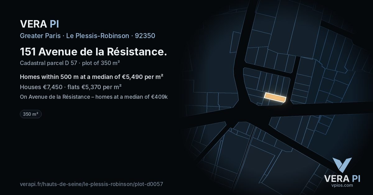 151 Avenue de la Résistance, Le Plessis-Robinson at night – the plot lit, the parcels around coloured by the prices near them
