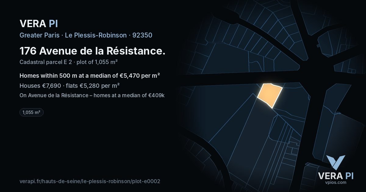 176 Avenue de la Résistance, Le Plessis-Robinson at night – the plot lit, the parcels around coloured by the prices near them