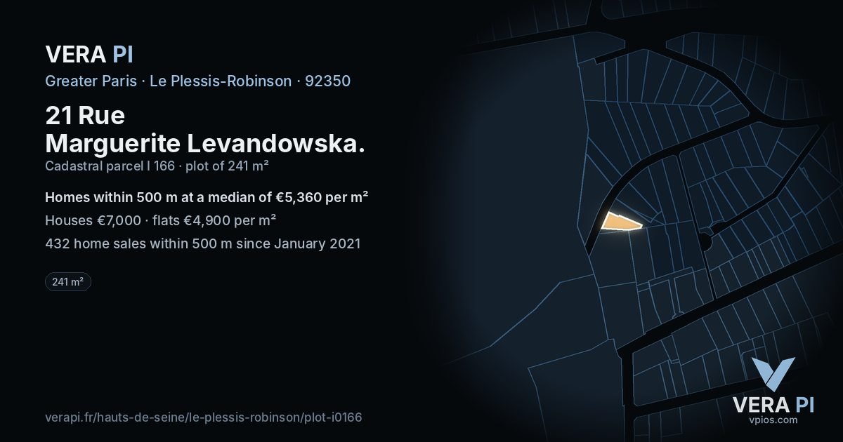 21 Rue Marguerite Levandowska, Le Plessis-Robinson at night – the plot lit, the parcels around coloured by the prices near them
