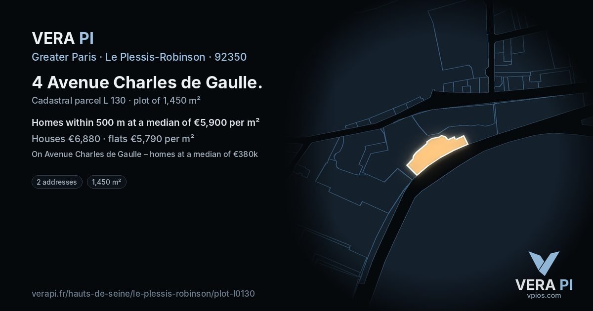 4 Avenue Charles de Gaulle, Le Plessis-Robinson at night – the plot lit, the parcels around coloured by the prices near them