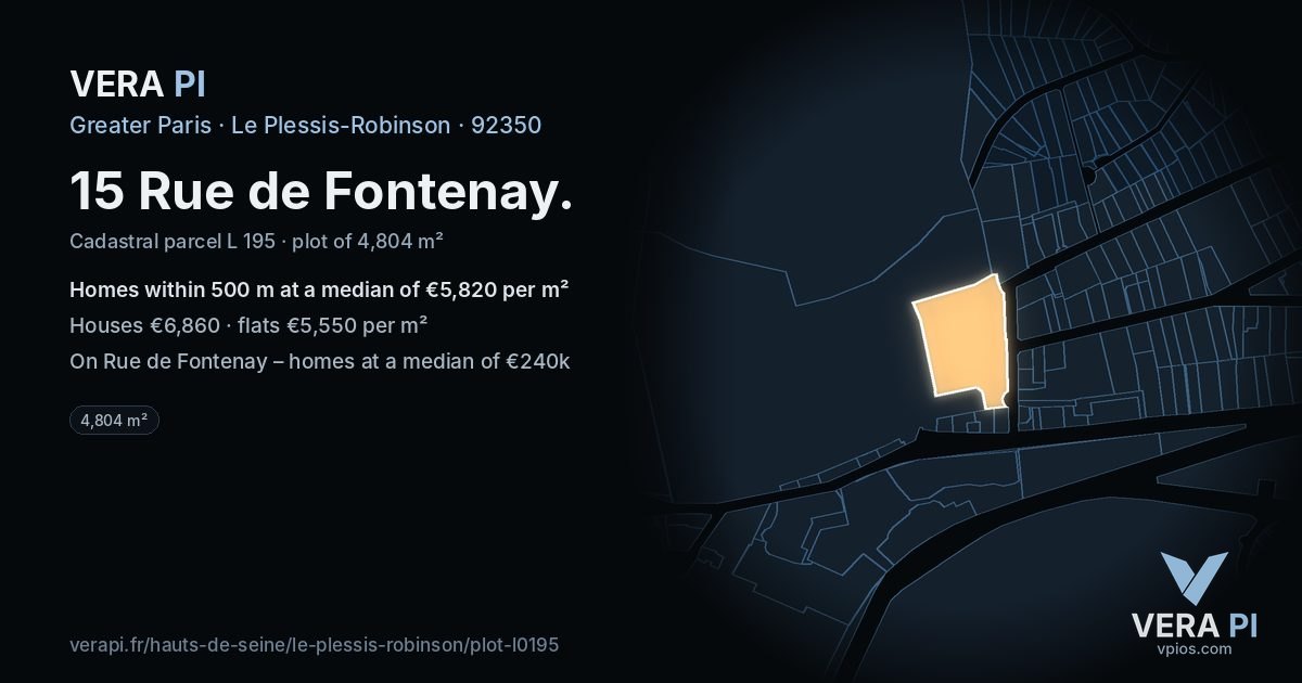 15 Rue de Fontenay, Le Plessis-Robinson at night – the plot lit, the parcels around coloured by the prices near them