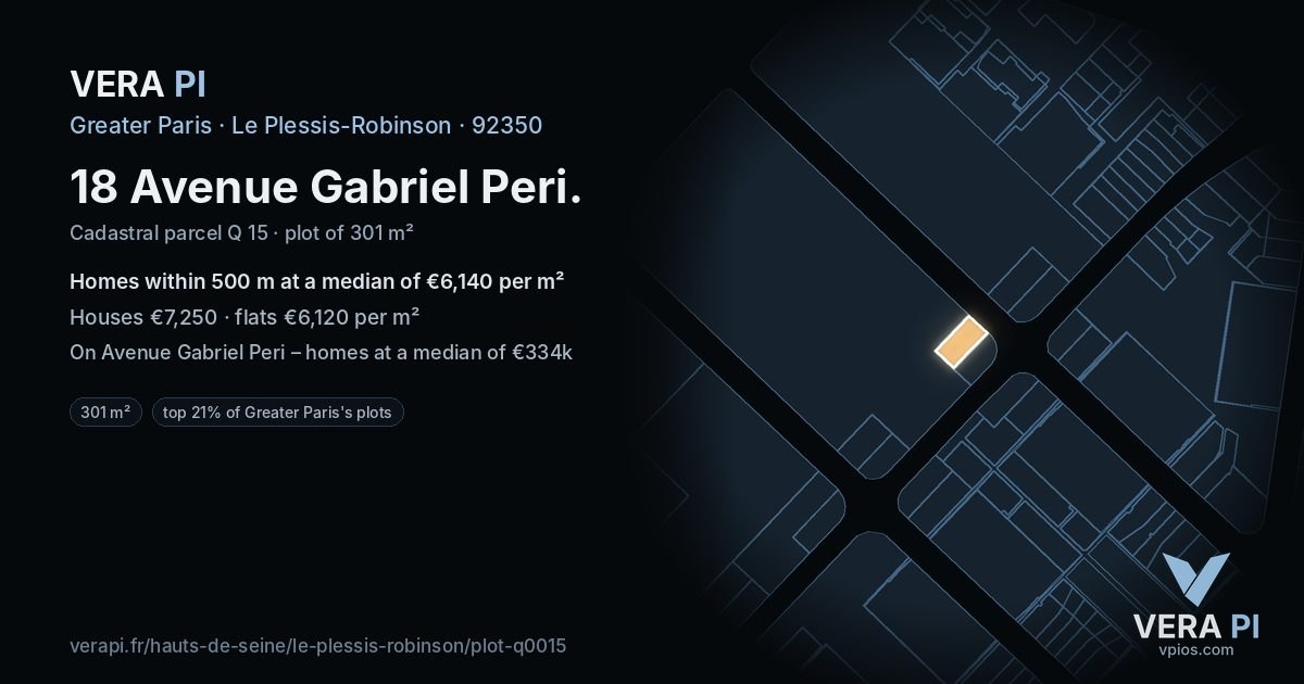 18 Avenue Gabriel Peri, Le Plessis-Robinson at night – the plot lit, the parcels around coloured by the prices near them