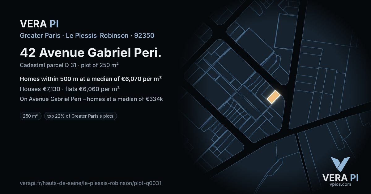 42 Avenue Gabriel Peri, Le Plessis-Robinson at night – the plot lit, the parcels around coloured by the prices near them