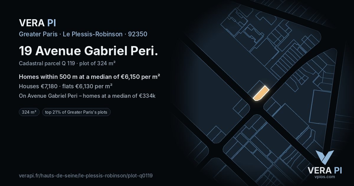 19 Avenue Gabriel Peri, Le Plessis-Robinson at night – the plot lit, the parcels around coloured by the prices near them