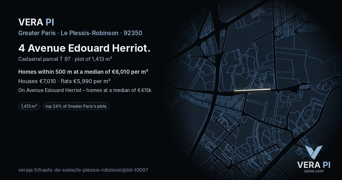 4 Avenue Edouard Herriot, Le Plessis-Robinson at night – the plot lit, the parcels around coloured by the prices near them