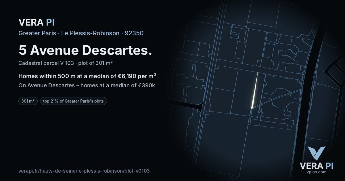 5 Avenue Descartes, Le Plessis-Robinson at night – the plot lit, the parcels around coloured by the prices near them