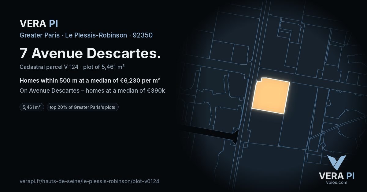 7 Avenue Descartes, Le Plessis-Robinson at night – the plot lit, the parcels around coloured by the prices near them