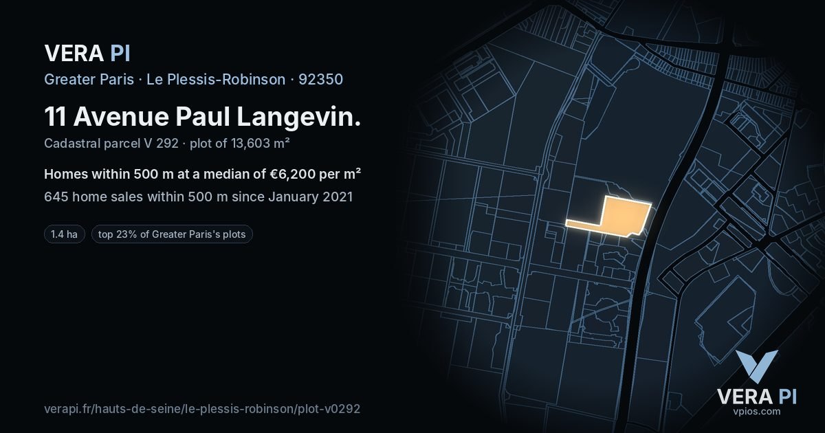 11 Avenue Paul Langevin, Le Plessis-Robinson at night – the plot lit, the parcels around coloured by the prices near them