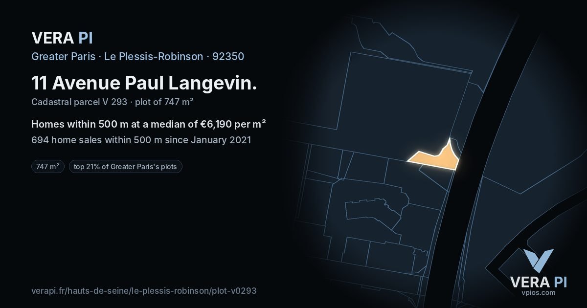 11 Avenue Paul Langevin, Le Plessis-Robinson at night – the plot lit, the parcels around coloured by the prices near them
