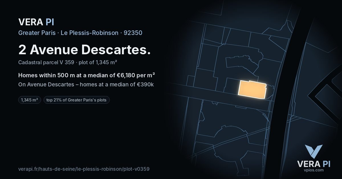 2 Avenue Descartes, Le Plessis-Robinson at night – the plot lit, the parcels around coloured by the prices near them