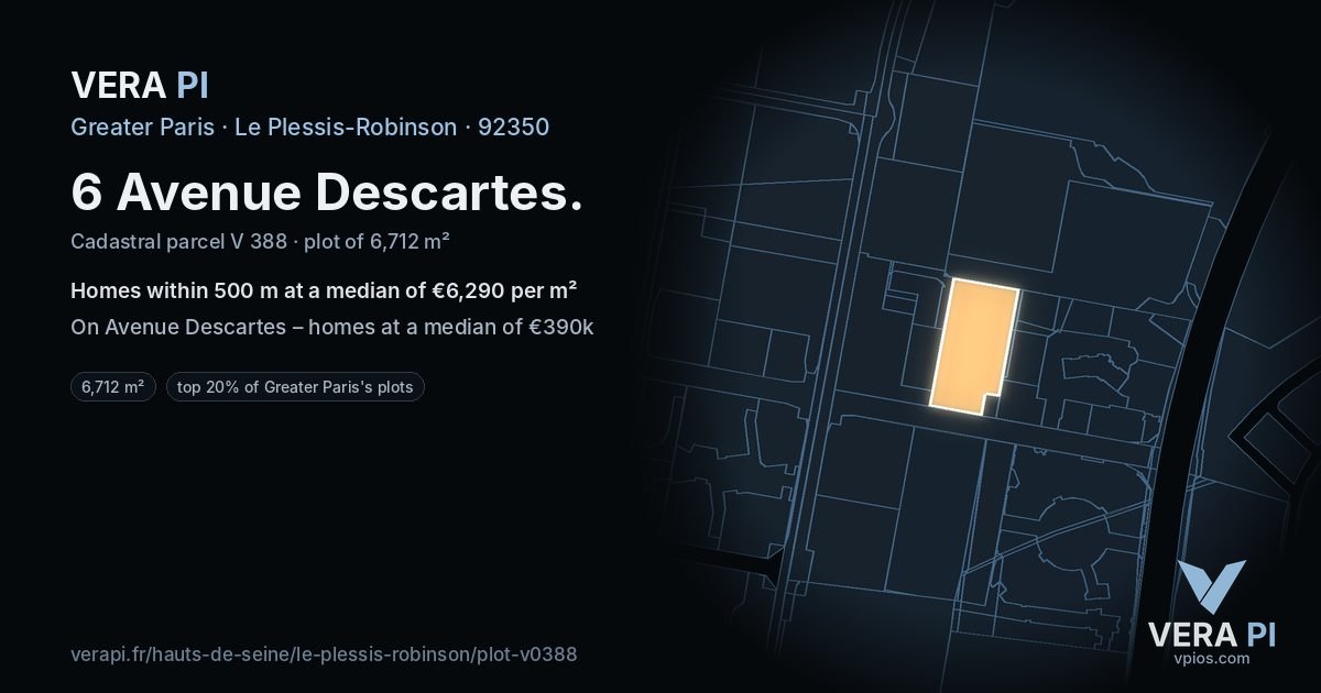 6 Avenue Descartes, Le Plessis-Robinson at night – the plot lit, the parcels around coloured by the prices near them