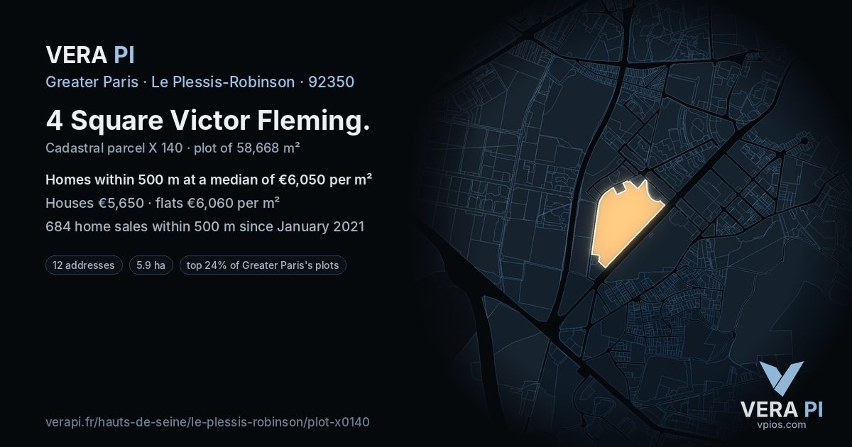 4 Square Victor Fleming, Le Plessis-Robinson at night – the plot lit, the parcels around coloured by the prices near them
