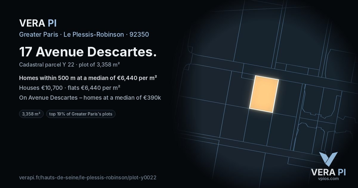 17 Avenue Descartes, Le Plessis-Robinson at night – the plot lit, the parcels around coloured by the prices near them
