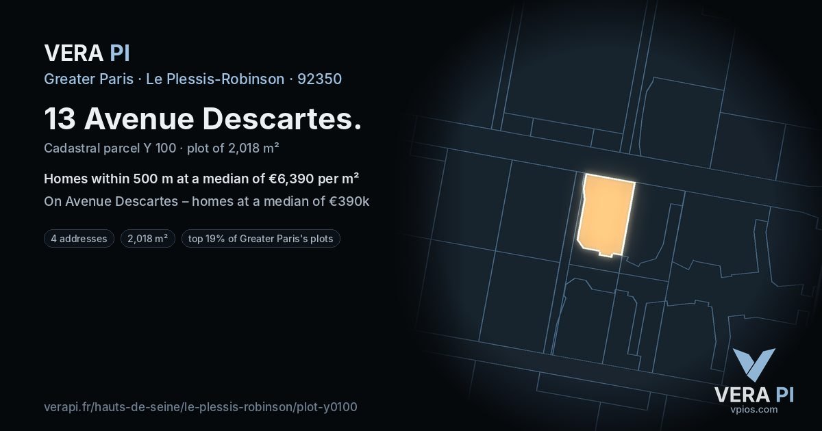 13 Avenue Descartes, Le Plessis-Robinson at night – the plot lit, the parcels around coloured by the prices near them