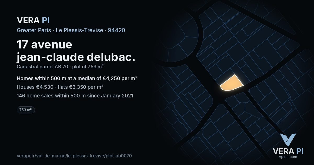 17 avenue jean-claude delubac, Le Plessis-Trévise at night – the plot lit, the parcels around coloured by the prices near them