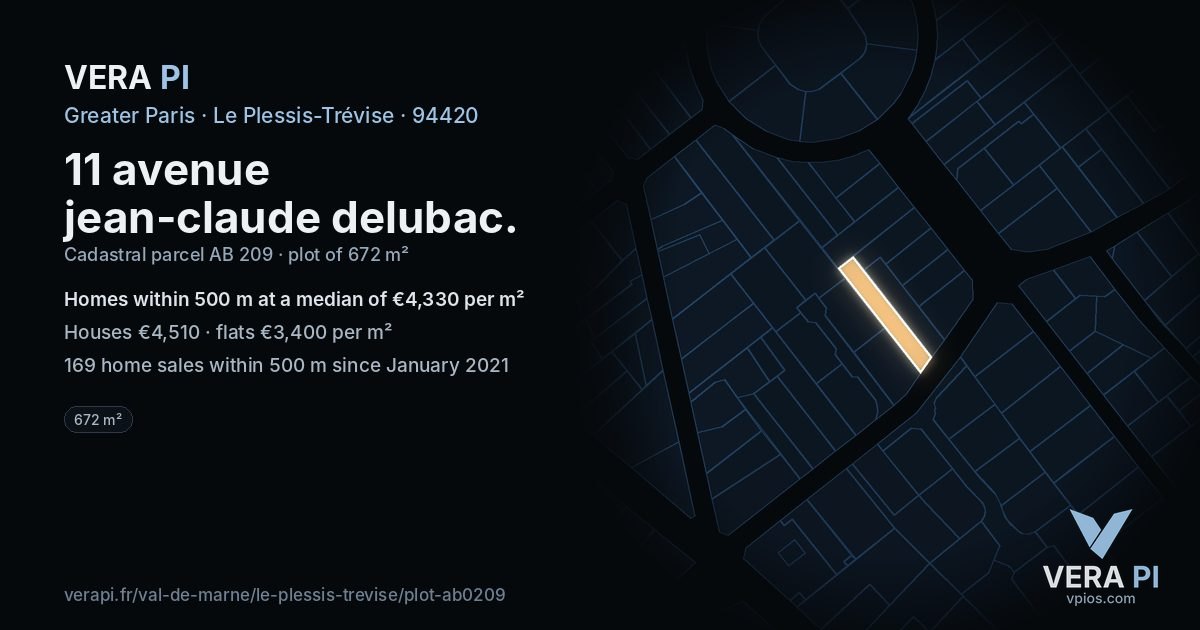 11 avenue jean-claude delubac, Le Plessis-Trévise at night – the plot lit, the parcels around coloured by the prices near them