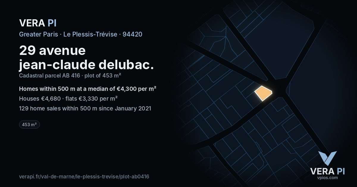 29 avenue jean-claude delubac, Le Plessis-Trévise at night – the plot lit, the parcels around coloured by the prices near them