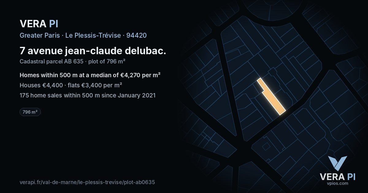 7 avenue jean-claude delubac, Le Plessis-Trévise at night – the plot lit, the parcels around coloured by the prices near them