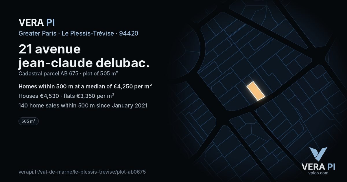 21 avenue jean-claude delubac, Le Plessis-Trévise at night – the plot lit, the parcels around coloured by the prices near them