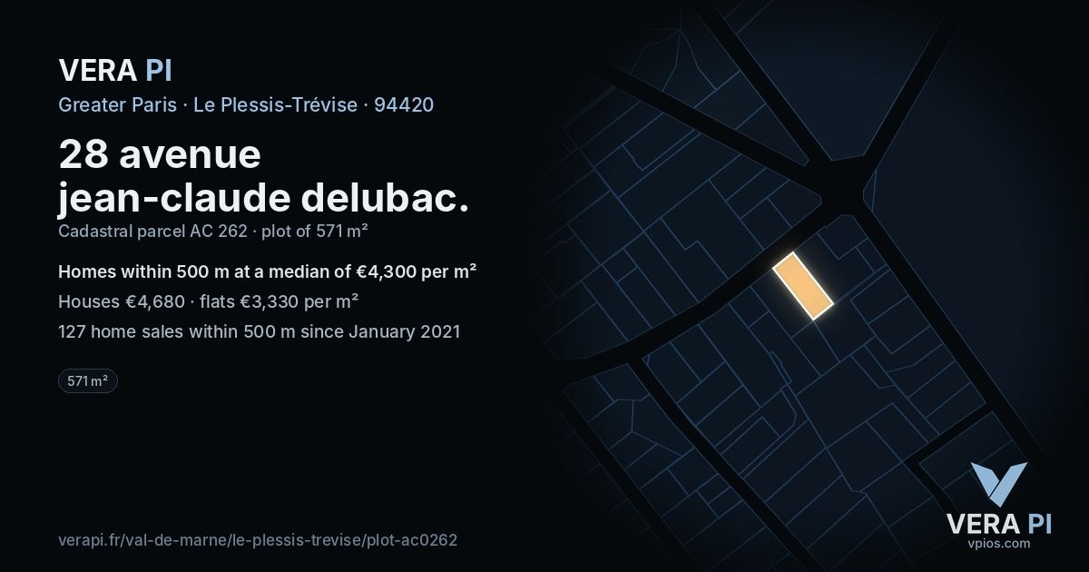 28 avenue jean-claude delubac, Le Plessis-Trévise at night – the plot lit, the parcels around coloured by the prices near them