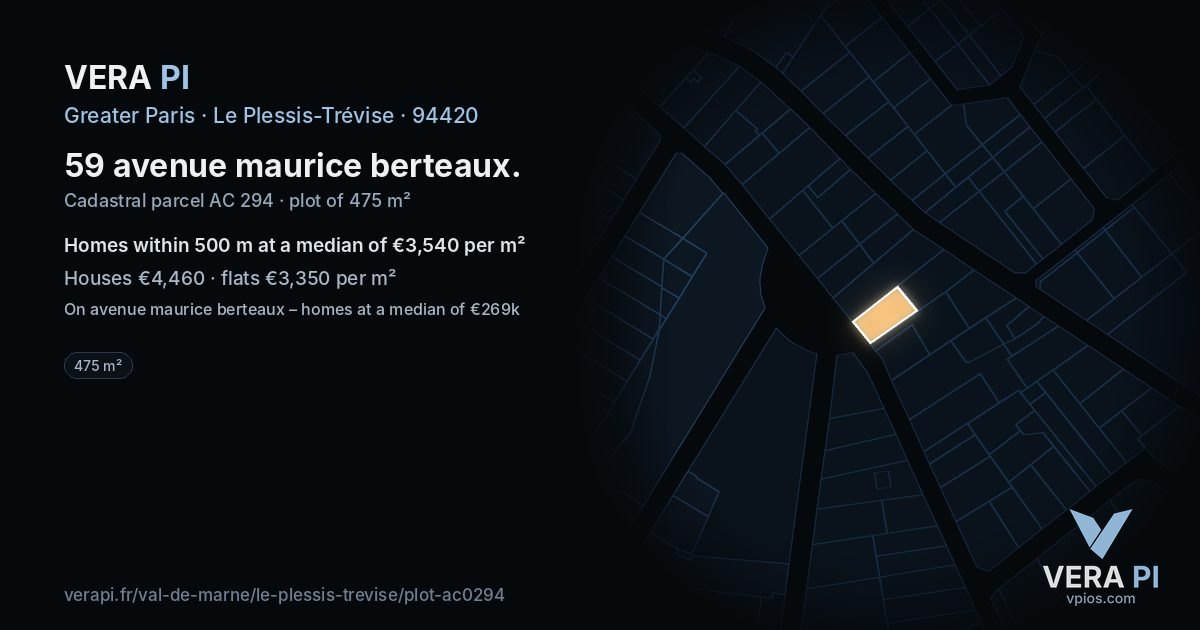 59 avenue maurice berteaux, Le Plessis-Trévise at night – the plot lit, the parcels around coloured by the prices near them