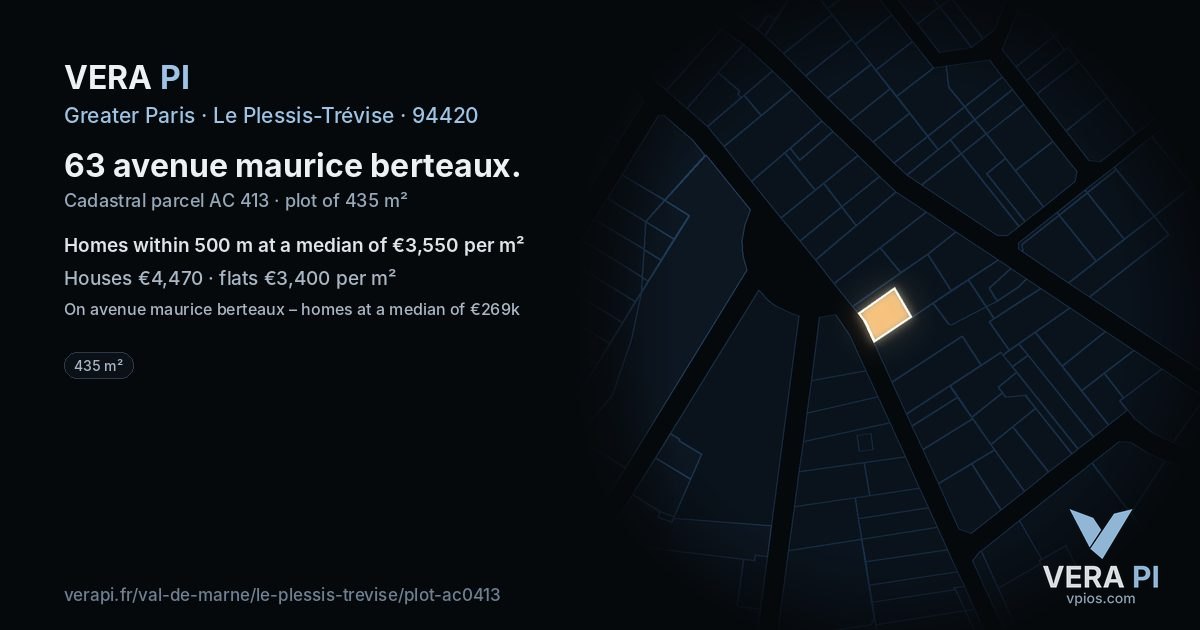 63 avenue maurice berteaux, Le Plessis-Trévise at night – the plot lit, the parcels around coloured by the prices near them