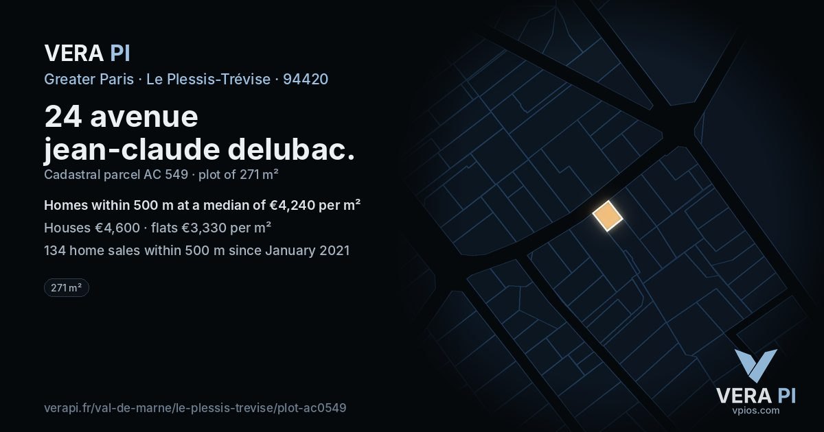 24 avenue jean-claude delubac, Le Plessis-Trévise at night – the plot lit, the parcels around coloured by the prices near them